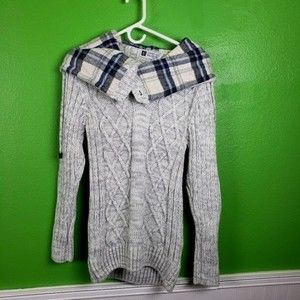 Leifnelson gray knit hoodie pull over sweater size large
